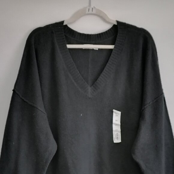 NWT Sonoma Goods For Life Womens Black Drop Shoulder Pullover Sweater Size 2X - Picture 2 of 7